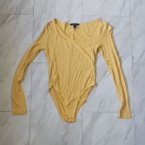Forever 21 Mustard Long Sleeve Bodysuit